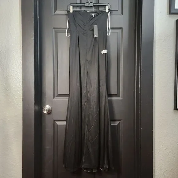 Lulus 'Dazzling Magic' Teal and Black Sequin Strapless Maxi Dress - Picture 14 of 16